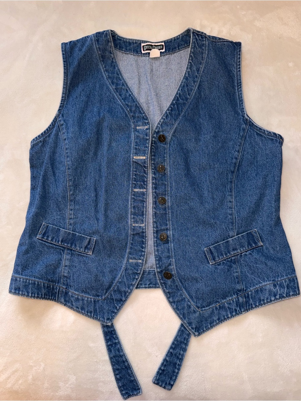 Vintage Gotcha Covered Denim Vest Size Large